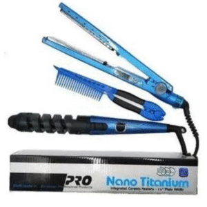 Kit de Plancha de Cabello, Rizadora y Peine