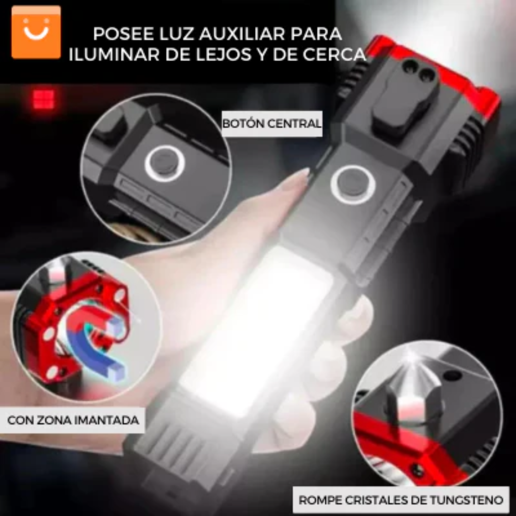 Linterna Con Martillo De Seguridad Y Aut - Imagen 3