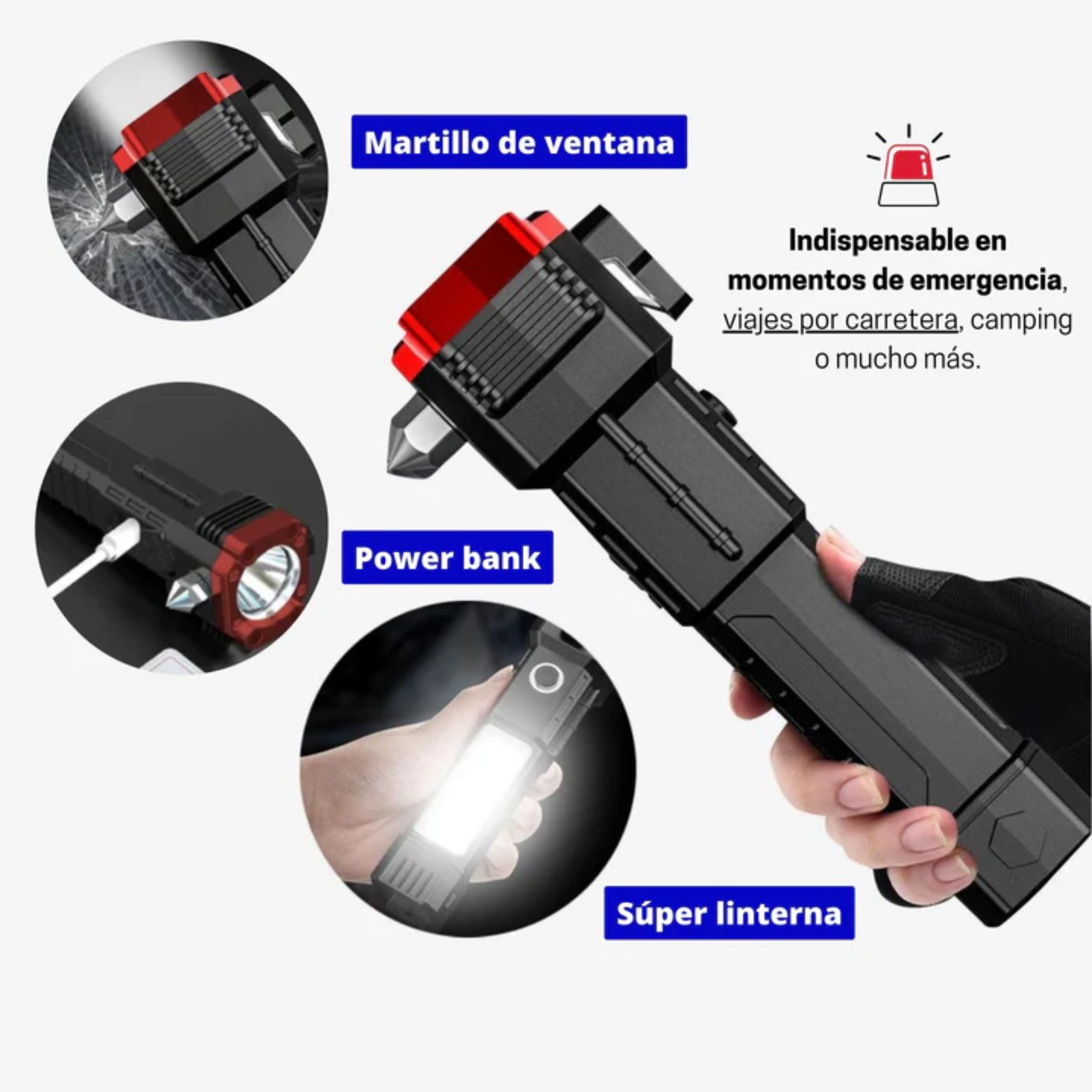 Linterna Con Martillo De Seguridad Y Aut - Imagen 5